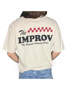 The Improv White Cotton Retro Style T-Shirt